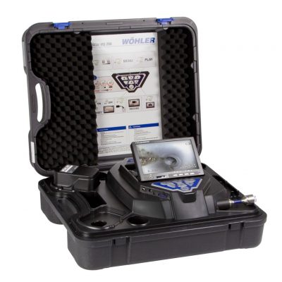 Image of Wohler model VIS 350 Service Camera System featuring all-in-one system of camera head, probe, display screen & controls together in a stylish, rugged carrying case.